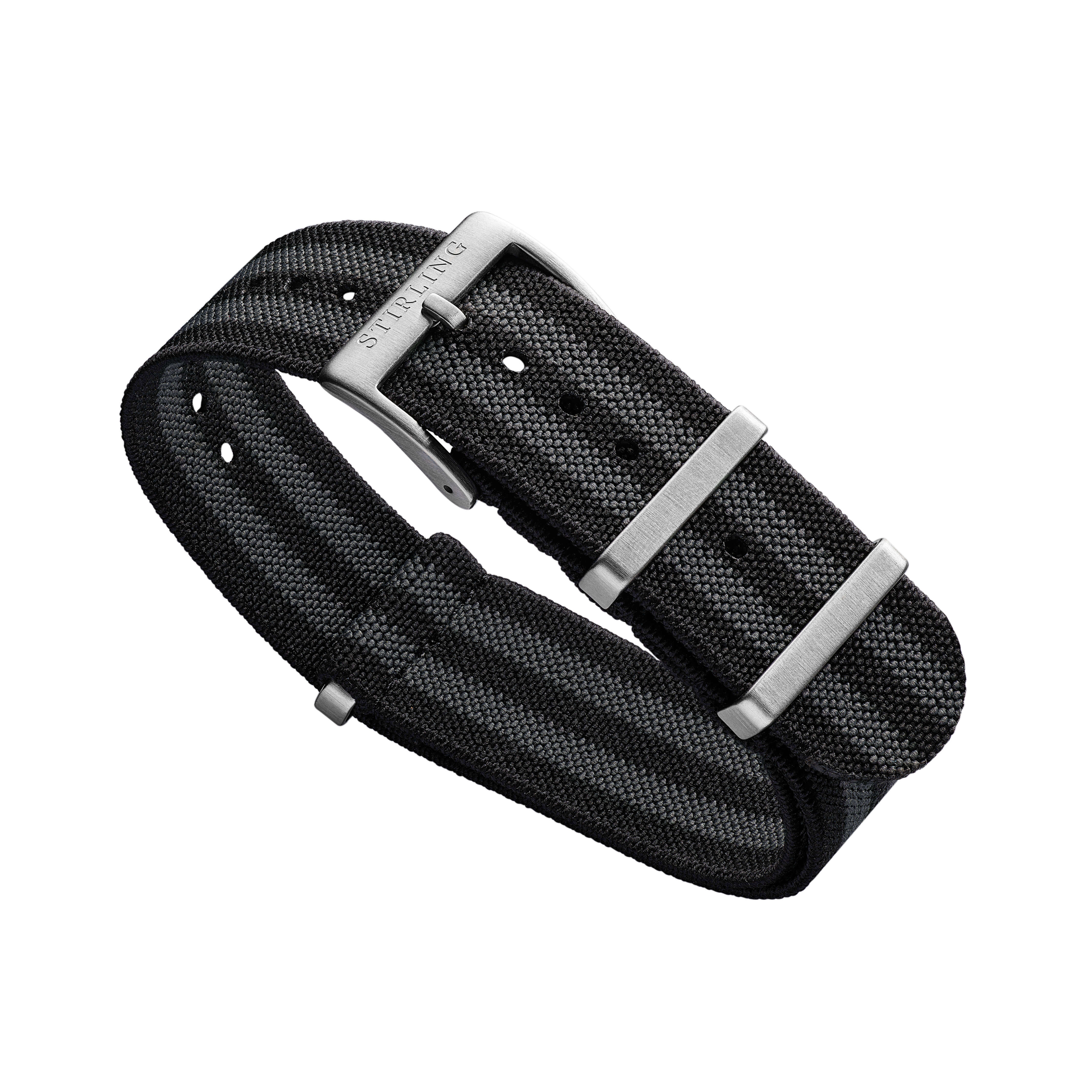 Bond Elasticated Military Strap With Brushed Buckle & Keepers