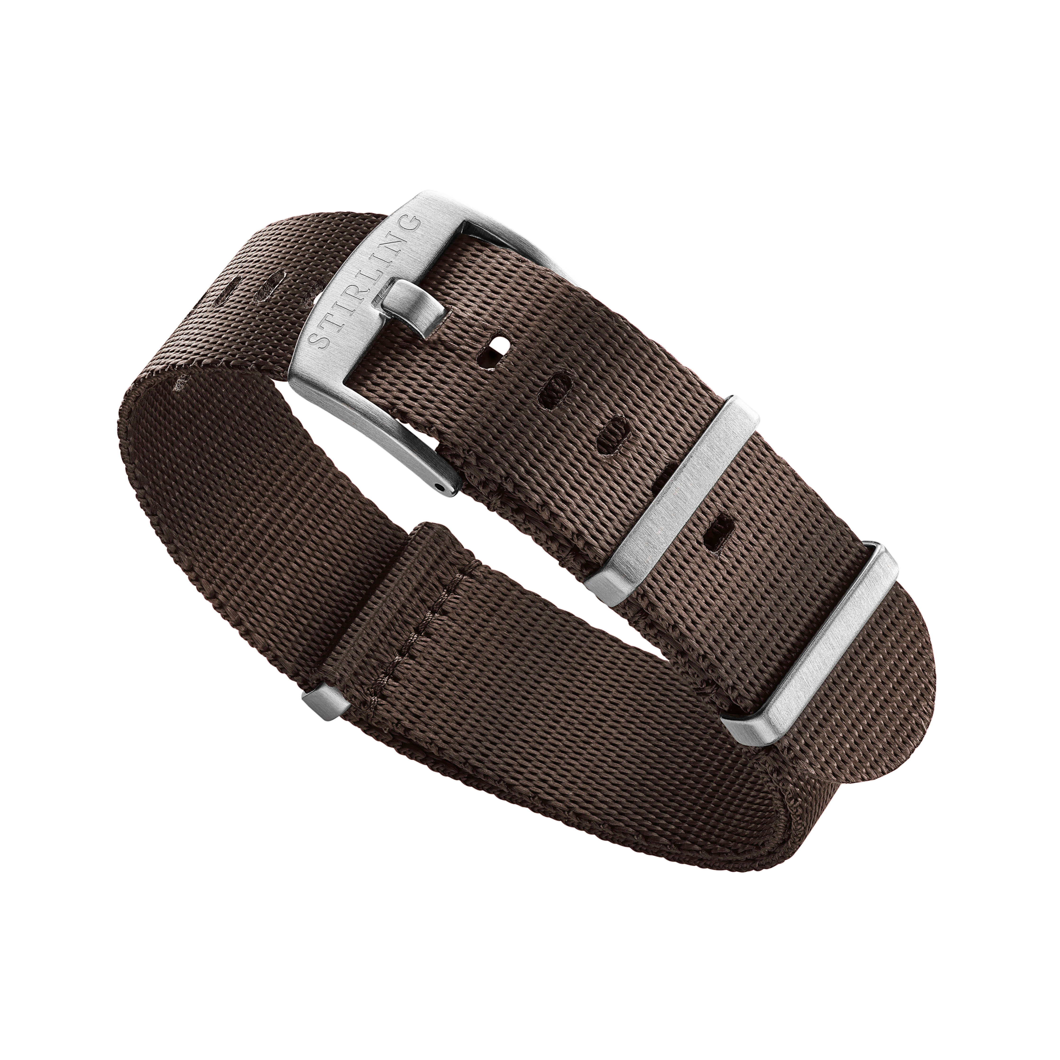 Brown Premium Military Strap With Brushed Buckle & Keepers