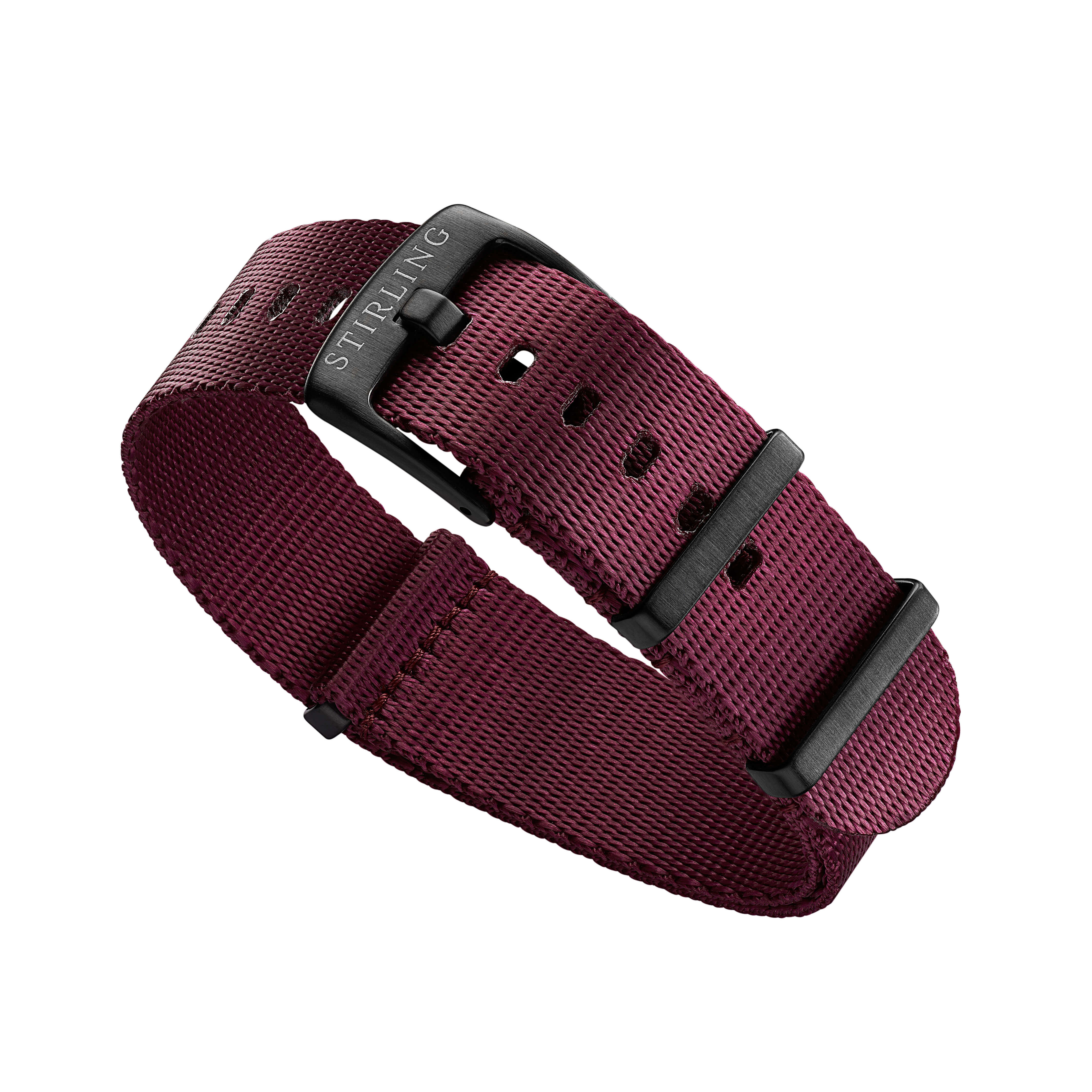 Maroon Premium Military Strap With PVD Buckle & Keepers