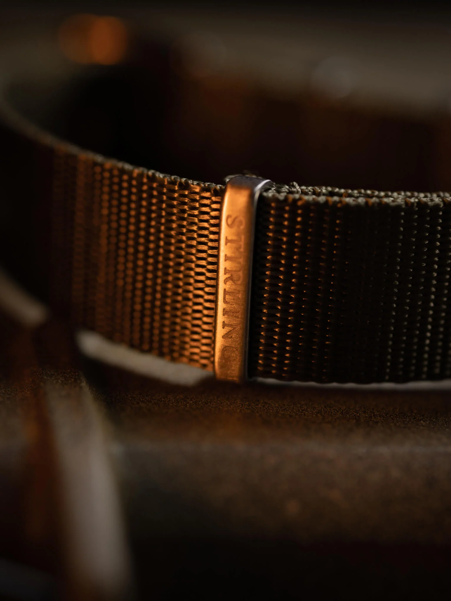 Olive Green Premium Military Strap With Brushed Buckle & Keepers - Image 3